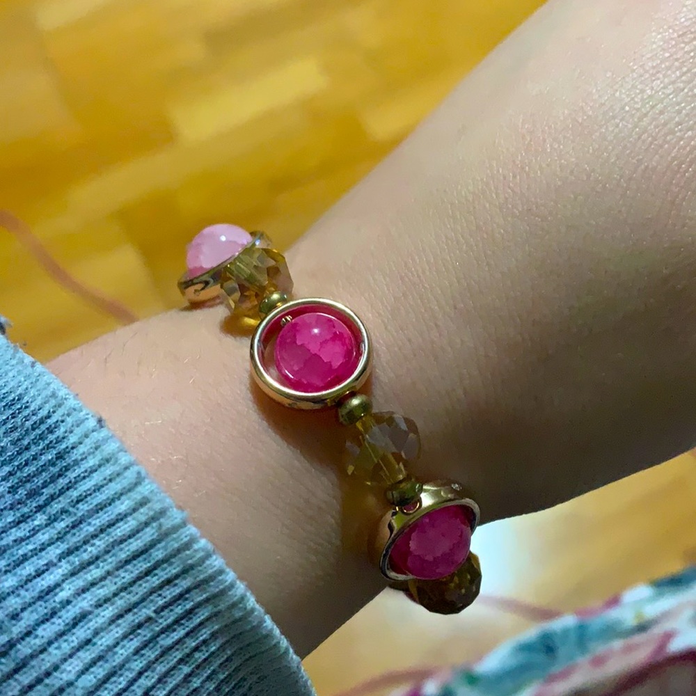 Pink marble Beaded fidget bracelet